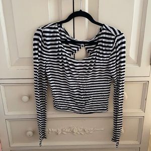 Lovers and Friends Open Back Striped Crop Top